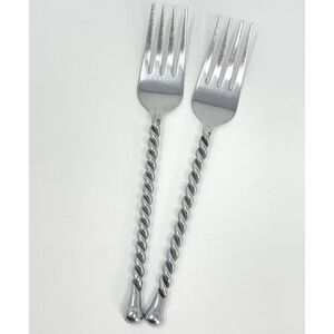 Hampton Carousel Salad Forks Twisted Stainless Flatware 7 3/8” Set Of 2
